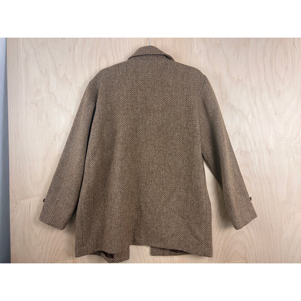 Lauren Ralph Lauren Wool Coat Brown Herringbone Button Front Women’s M - Picture 3 of 11